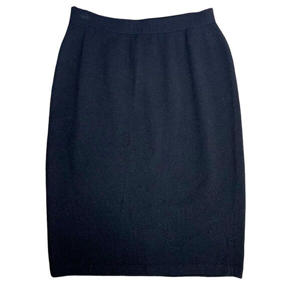 Vintage St John Knit Pencil Skirt 8 Black Elastic Waist Knee Length Stretch - Picture 3 of 5